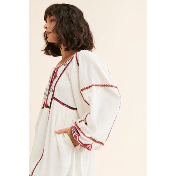 New FREE PEOPLE Sweet Escape Midi Dress $198 X-SMALL Ivory Boho Embroidered - Picture 4 of 9